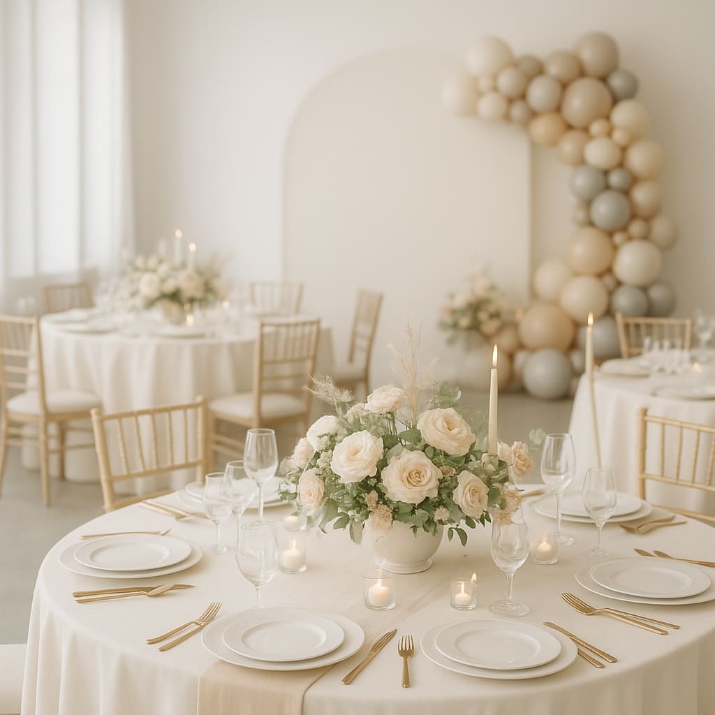 Elegante Eventdekoration in heller Location in Wien